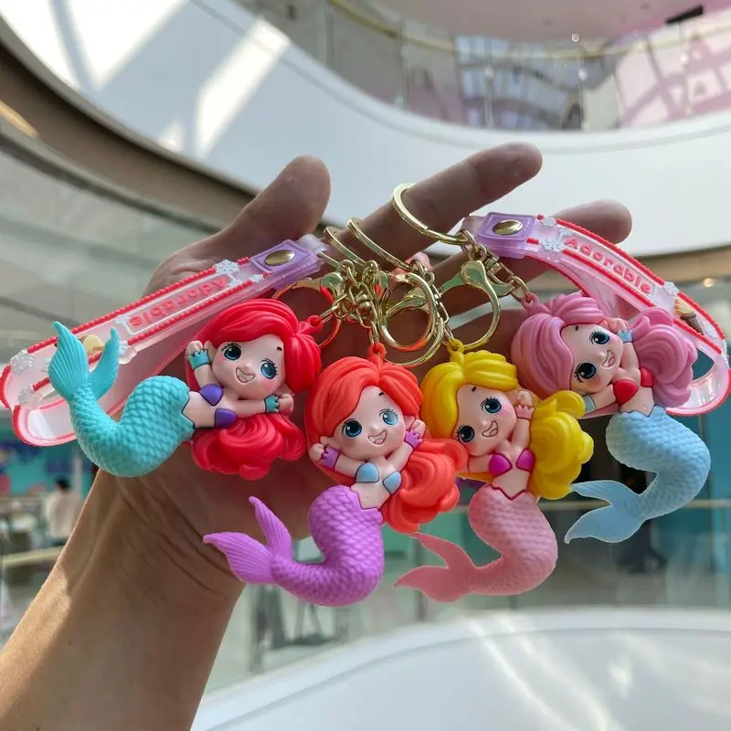 10 Pcs A Pack Mermaid Keychain Cartoon Doll Toy Bag Pendant Car Keychain Children Girls Gifts Halloween Christmas