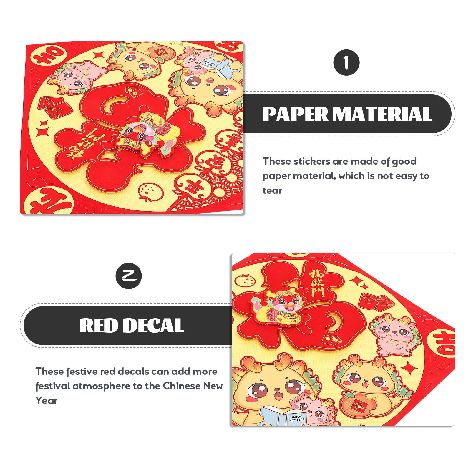 4 قطعة ملصقات باب شخصية فو زينة السنة الصينية الجديدة مهرجان الربيع نافذة الشارات الأحمر بركات احتفالية
