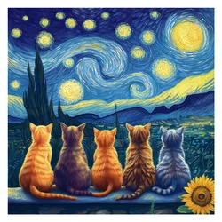 A Starry Sky Cat Wooden Irregular Puzzle for Adults - Stress relieving Challenge Magic Puzzle Intelligence Game - Christmas Gift