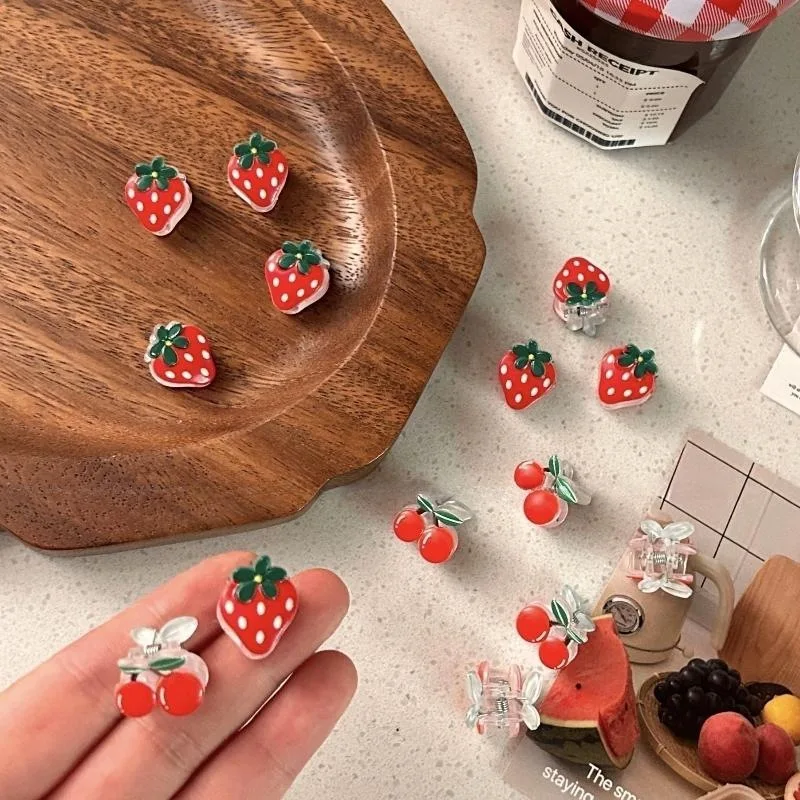 10 Stück/Set Supersüße Damen-Haaraccessoires, Frucht-Erdbeer-Kirsch-Mini-Haarklammern, Sommer-Stil Kleine Haarspangen, Neue Mädchen-Kopfschmuck – Detail 6