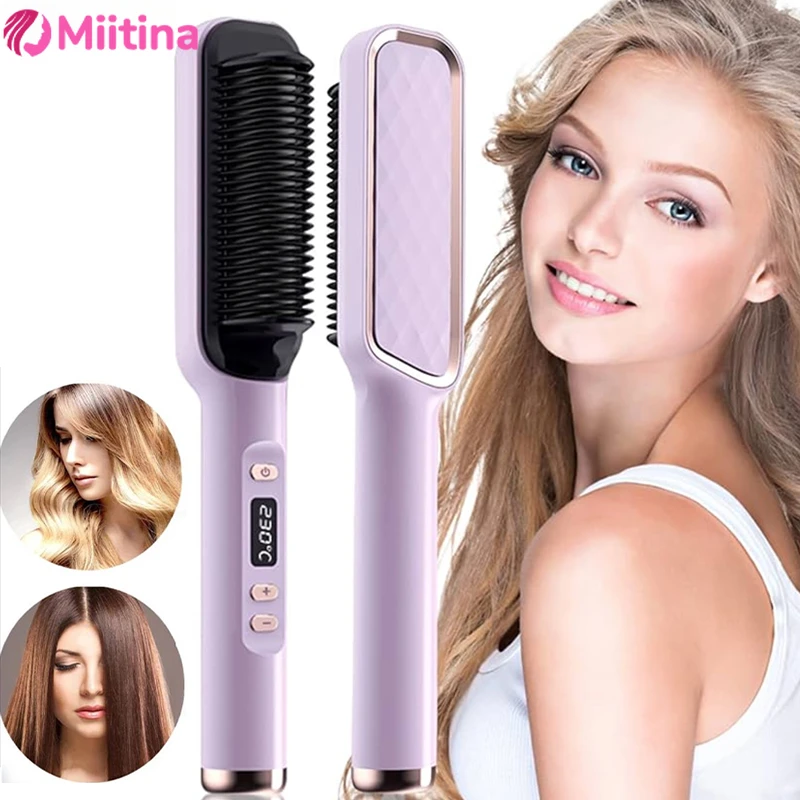 

Electric Hot Comb Multifunctional Straight Hair Straightener Comb Negative Ion Anti-Scalding Styling Straightening LCD Display