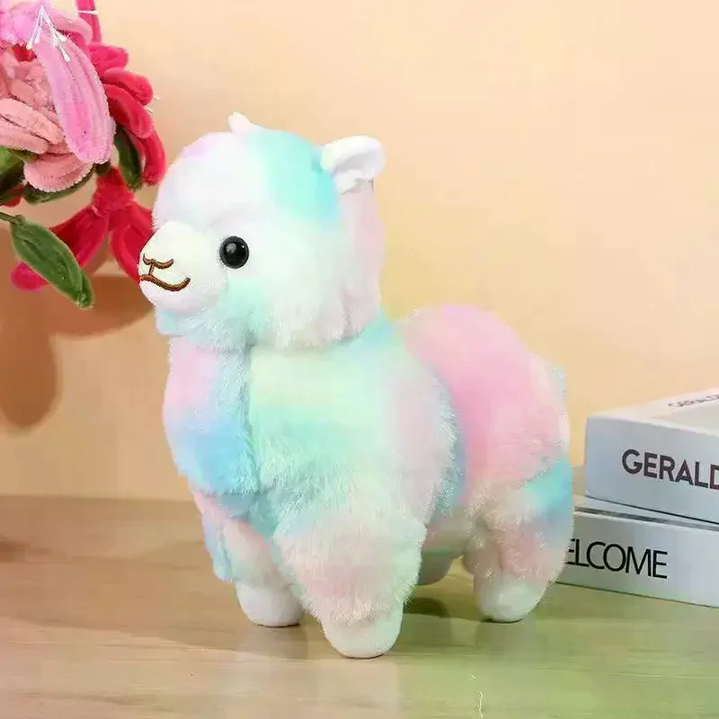 1Pcs Standing Posture Stuffed Animal Sheep Doll 28cm Colorful Alpaca Plush Toy Sleeping Companion For Kids