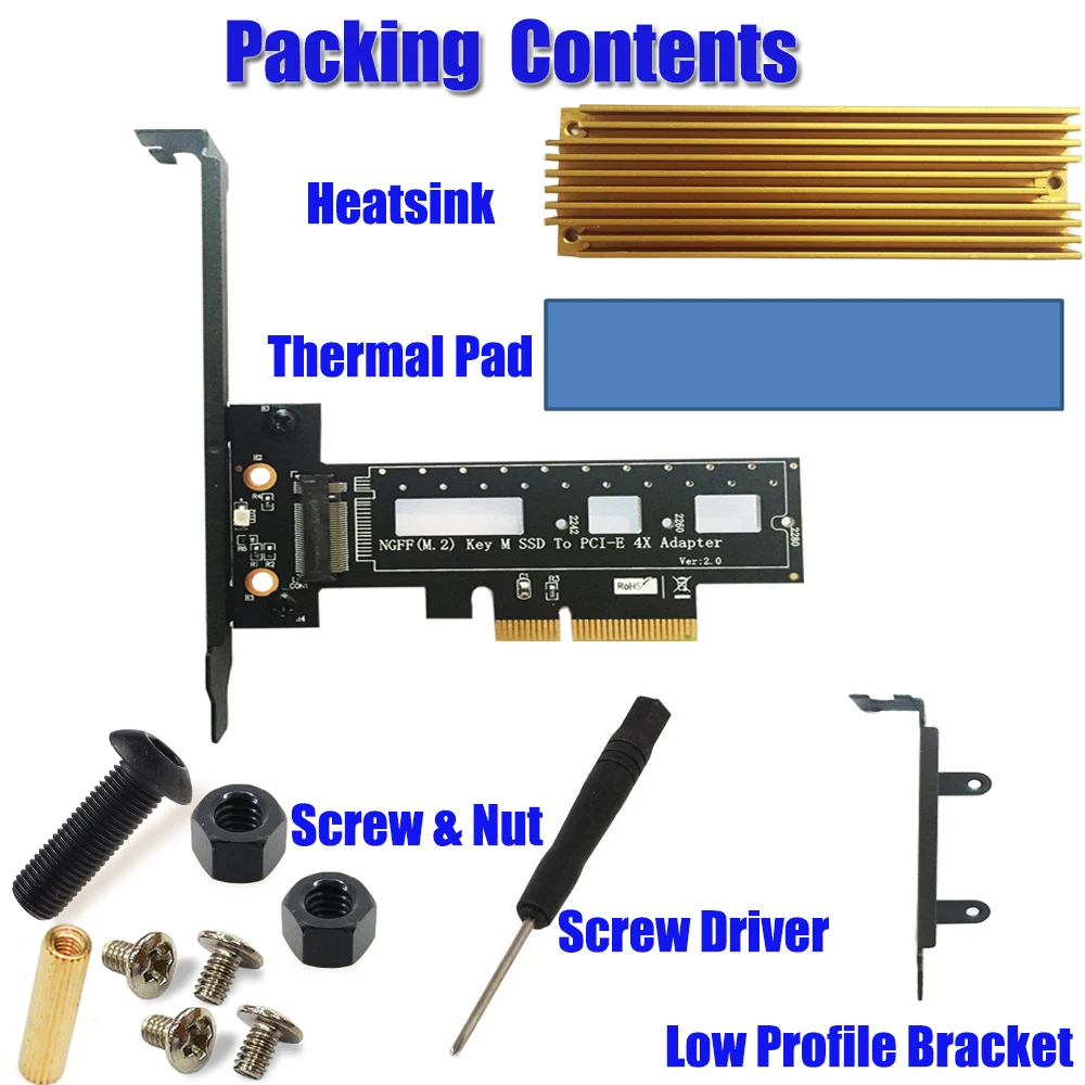 Адаптер PCI Express 3,0 X4 на M.2 NVMe AHCI SSD M