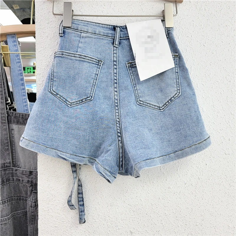 Koreaanse Stijl Onregelmatige Multi-Pocket Tooling A-Line Shorts Dames Losse Wijde Pijpen Broek Lente En Zomer Nieuwe Aankomst Denim