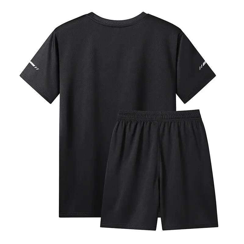 Unisex Quick Dry 2 Piece Outfits Casual Tracksuit Shorts Men 2024 Summer New Sweatsuit Oversize Short Sleeve Sport Set