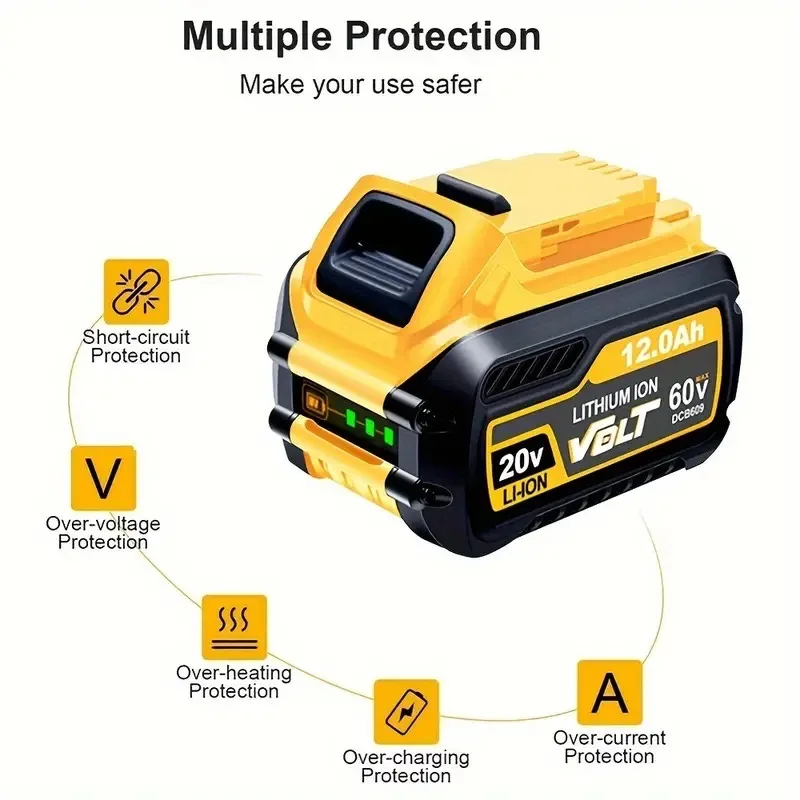 Replacement Battery For DeWalt 20V/60V MAX Li-ion Battery For DeWalt DCB547-XJ DCB200 DCB201 For Flexvolt Tool Batteries