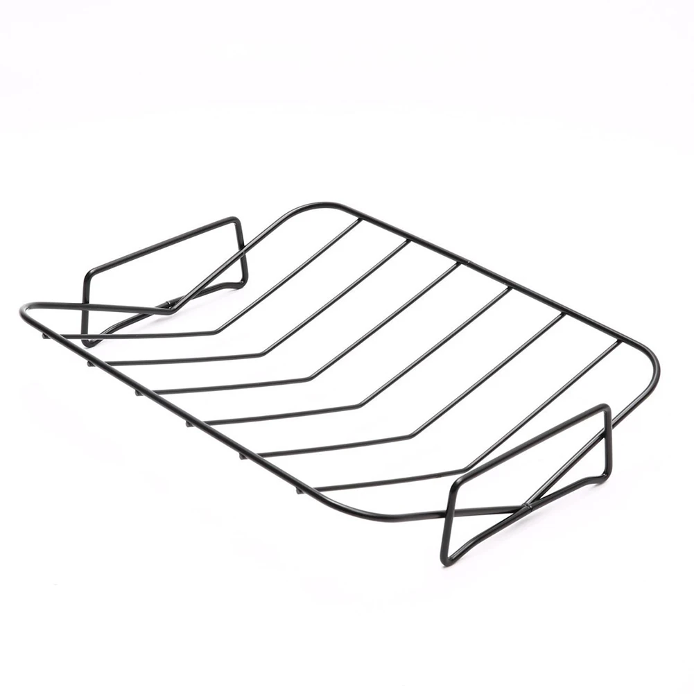 Boat Shaped Iron Rib Rack For Semi Circular Outdoor Grill Chicken Roasting Stand BBQ Tools Accessories Black