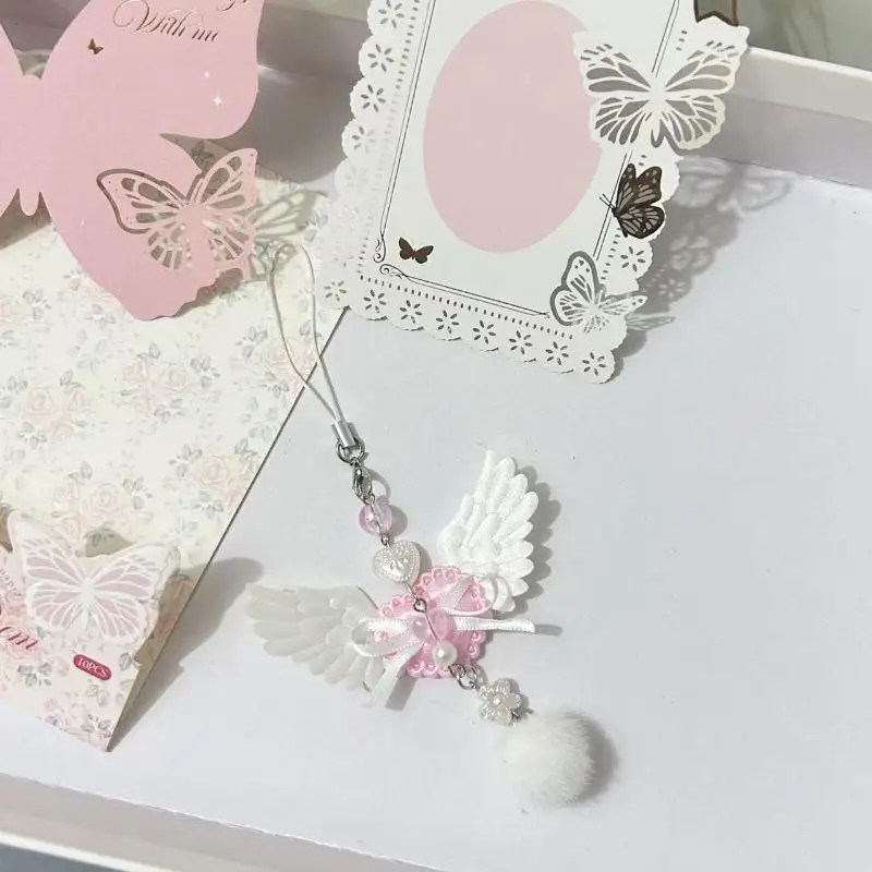 Neuer INS-Stil Süßer Flügel-Schlüsselanhänger Y2K Engelsflügel-Charm Rucksack Handtaschen-Anhänger Deko-Accessoires