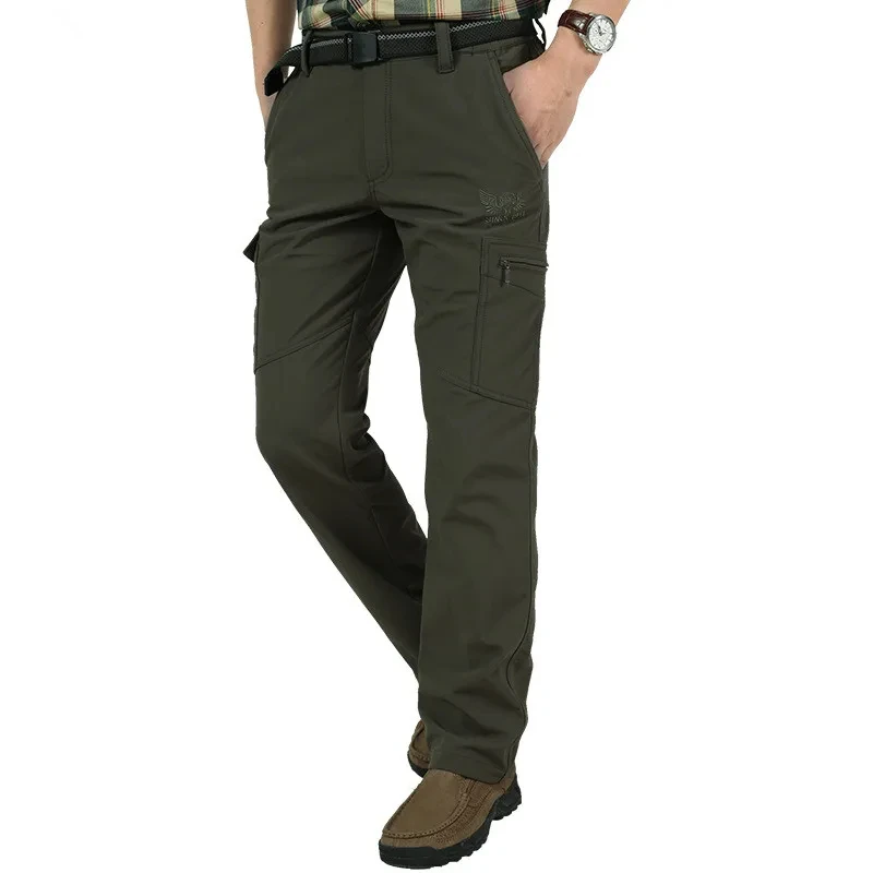Winter Thick Pants Men Double Layer Fleece Cashmere Overalls High Quality Male Camouflage Trousers Warm Casual Cargo Pants