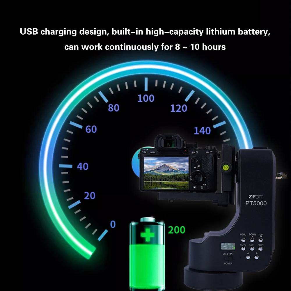 ZIFON PT5000 cabeza panorámica giratoria motorizada automática Control remoto Pan Tilt trípode estabilizador de cabeza para cámaras GOPRO DSLRS foto