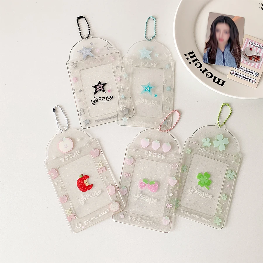 Kpop Photocard Holder Keychain Y2K PhotoCard Holder Kpop Charm Holders Kawaii Photo Card Keychain