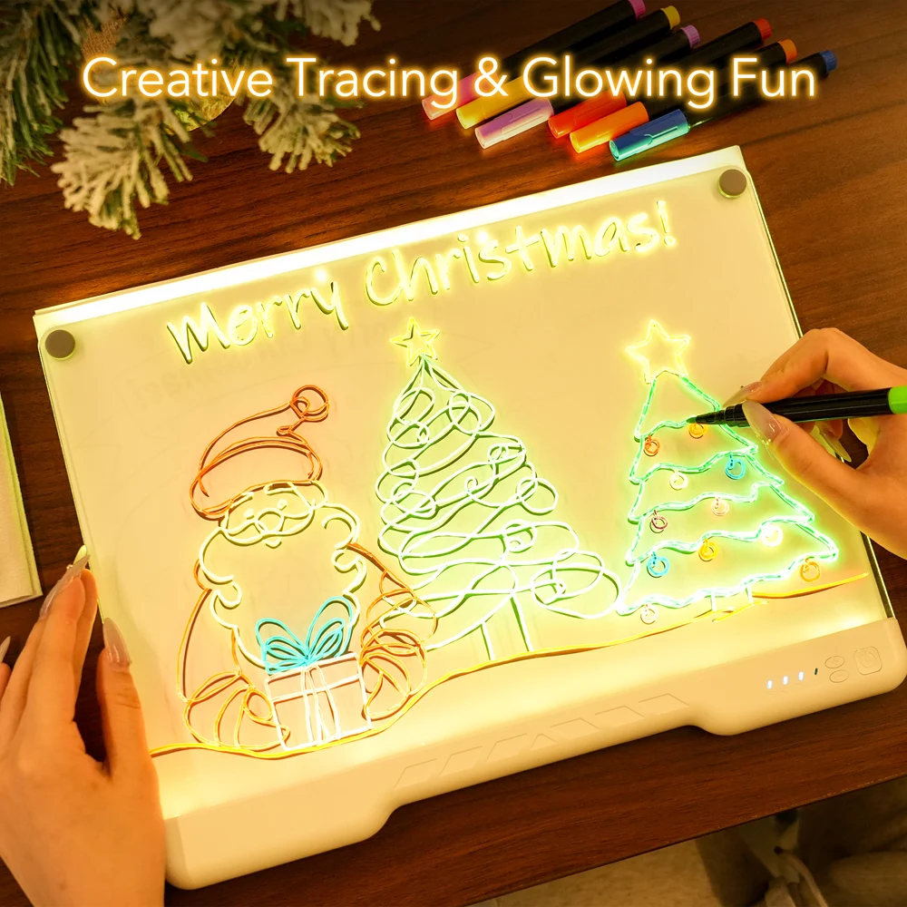 7色ライトアップledノートボード充電式アクリル製図板メッセージライティングボード、家庭、オフィス、クリスマスデコレーションギフトに