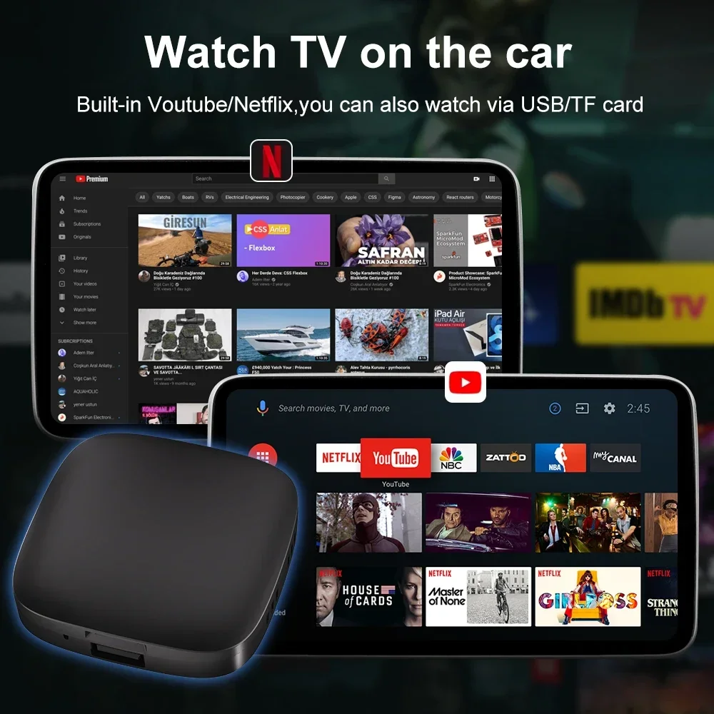 صندوق Android 13 CarPlay Ai Box اللاسلكي لنيتفليكس يوتيوب Carplay اللاسلكي أنظمة Android Auto Car الذكية للسيارات السلكية Carplay