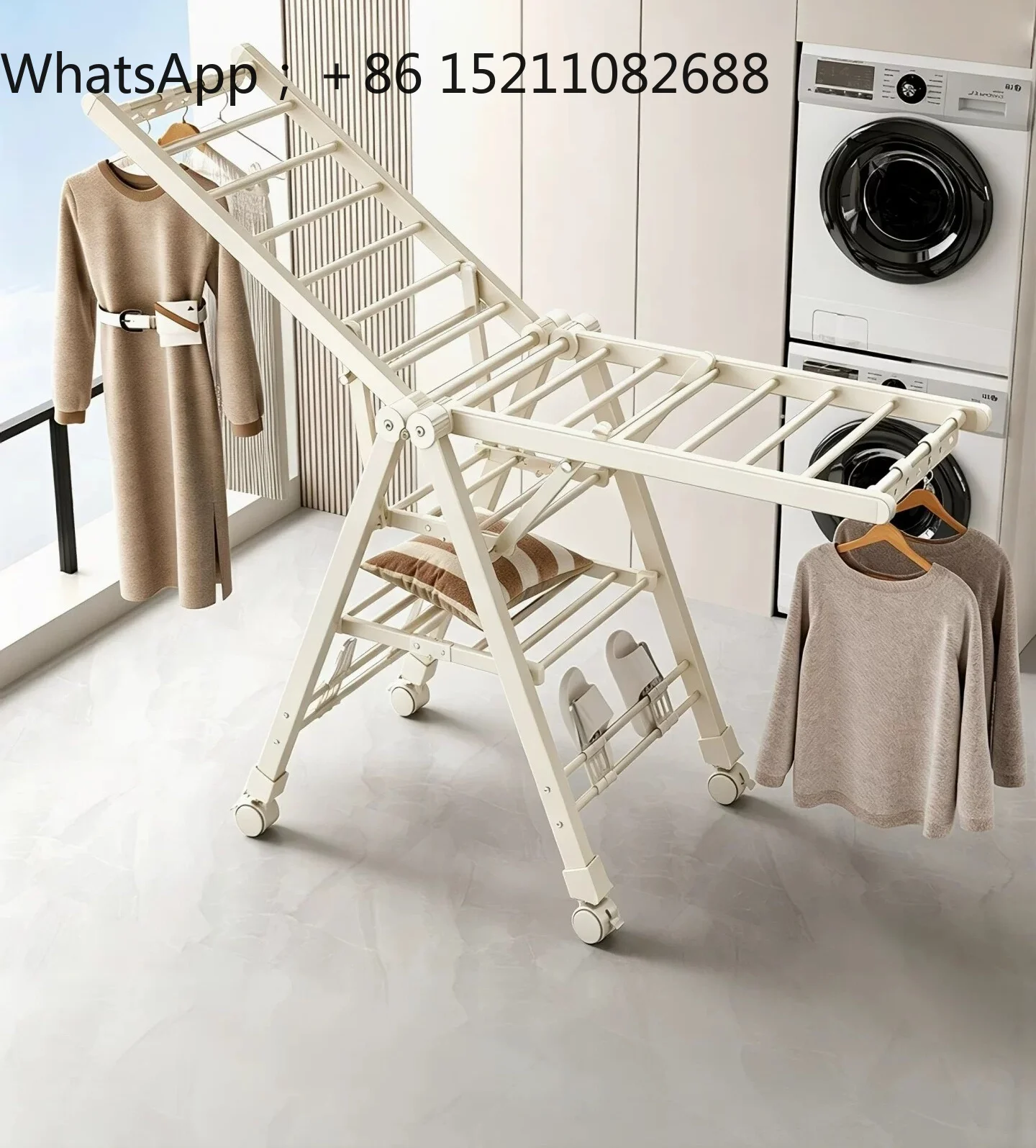 LLY folding drying rack floor-to-ceiling household balcony indoor and outdoor lifting drying rack multi-function