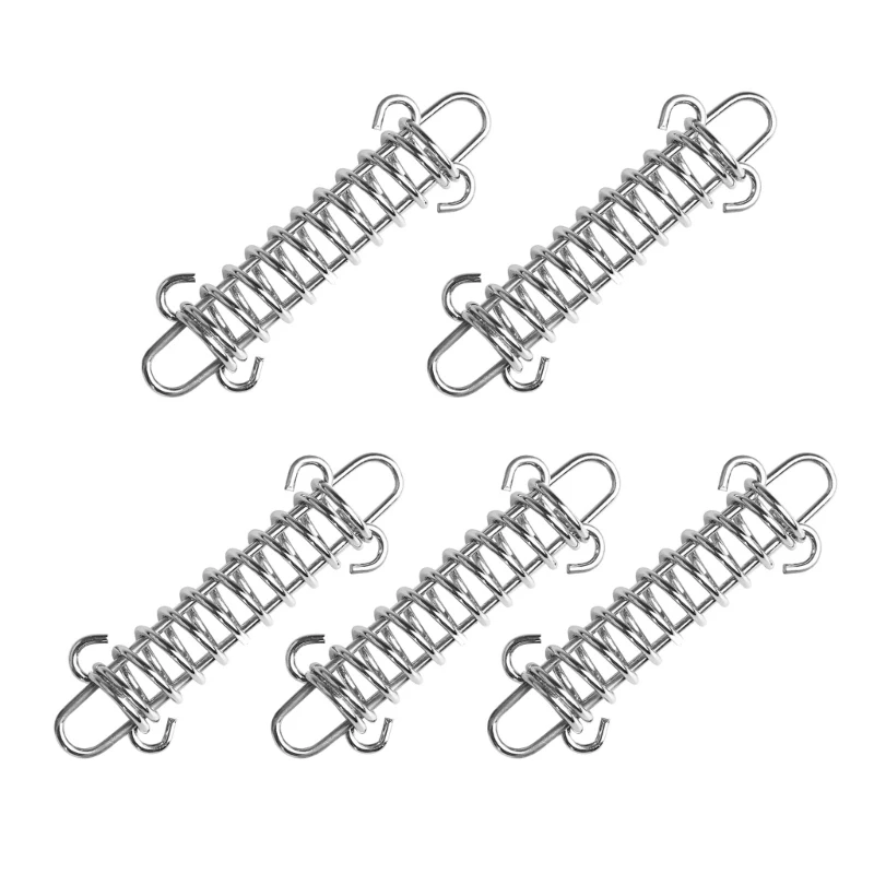 yunyun 5PCS Stainless Steel Wind Rope Buckle Spring Hook Buckle Tent Tightener Fixed Hook Rope Buckle Camping Accessories