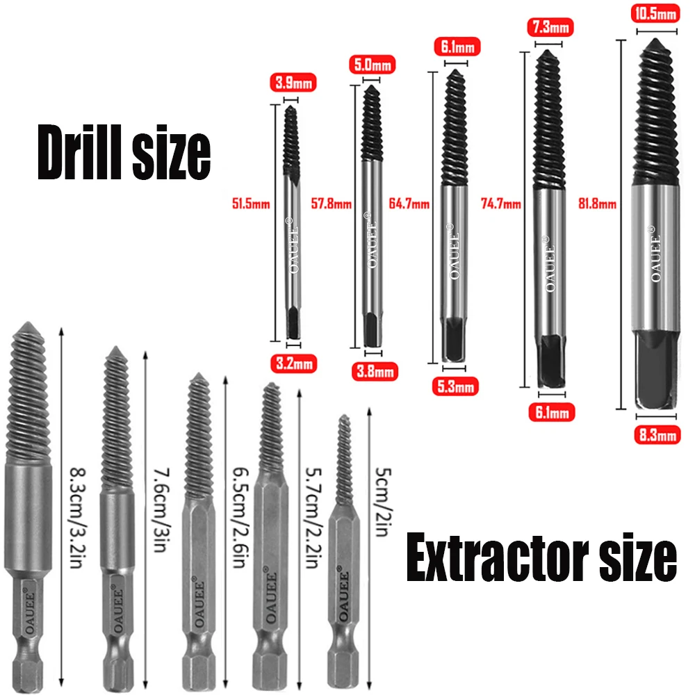 Juego de brocas extractoras de tornillos, juego de brocas para mano izquierda, removedor de pernos, herramienta de broca inversa para pelar