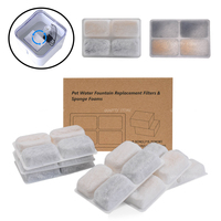 6pcs Cat Square Water Fountain Filters Pet Replacement Filters with Coconut Activated Carbon Suitable for 2L Water Dispenser