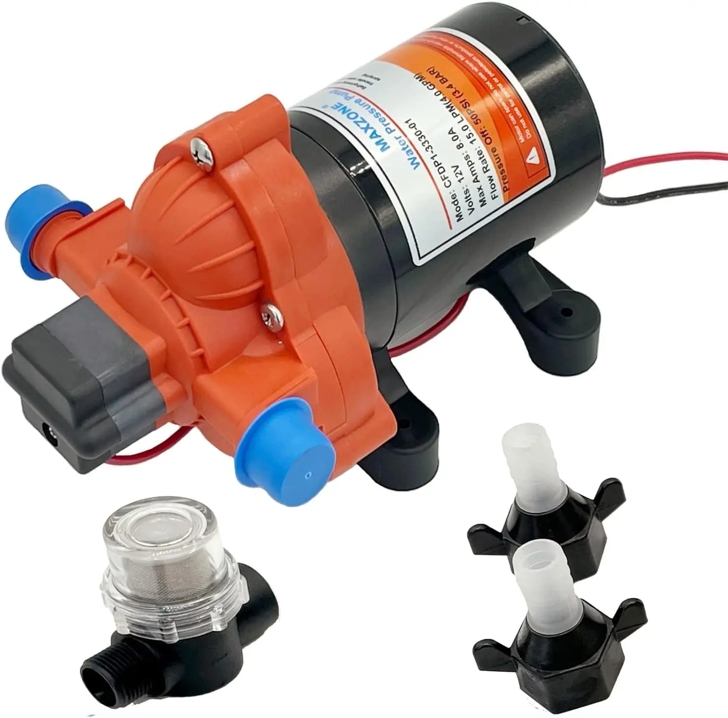 

Насос диафрагменный 12В DC для чистой воды, 4.0 GPM 50PSI, самовсасывающий, для ирригации, лодок, спринклеров, караванов