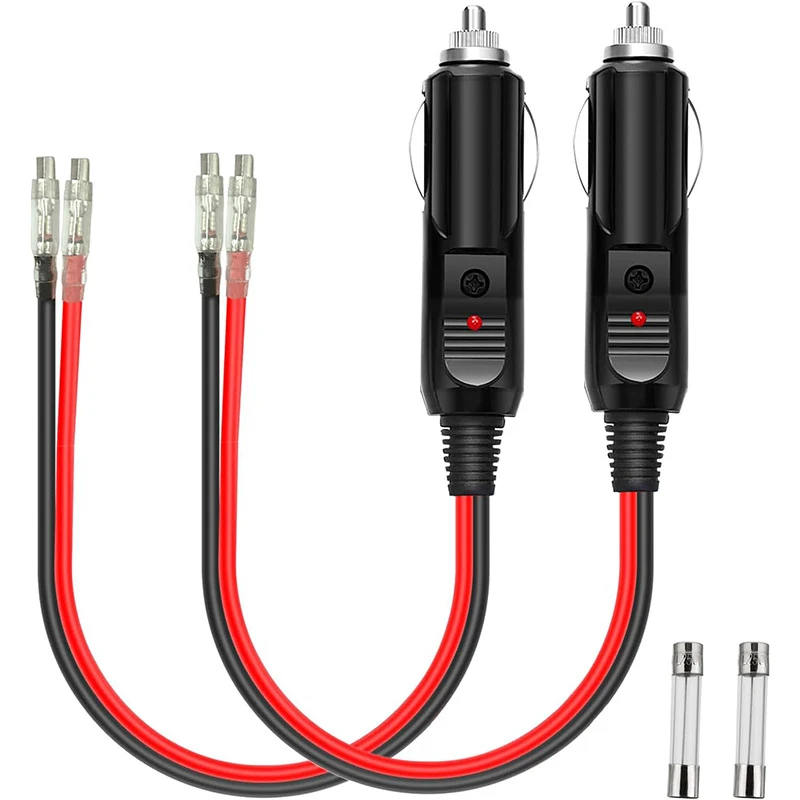 1/2Pcs Car Fused Cigarette Lighter Male Plug Replacement 12V Cigarette Lighter Cord For Tire Inflator Air Pump