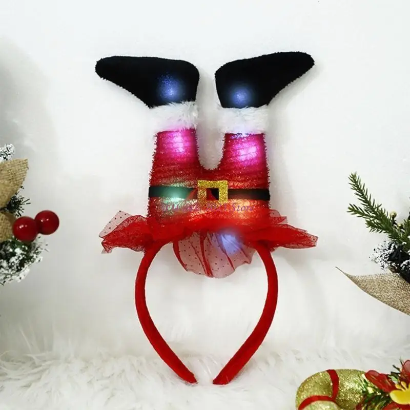 49ME świąteczne opaski Led Light opaska na nogę świętego mikołaja dzieci dorosłe nakrycia głowy ozdoby świąteczne artykuły do