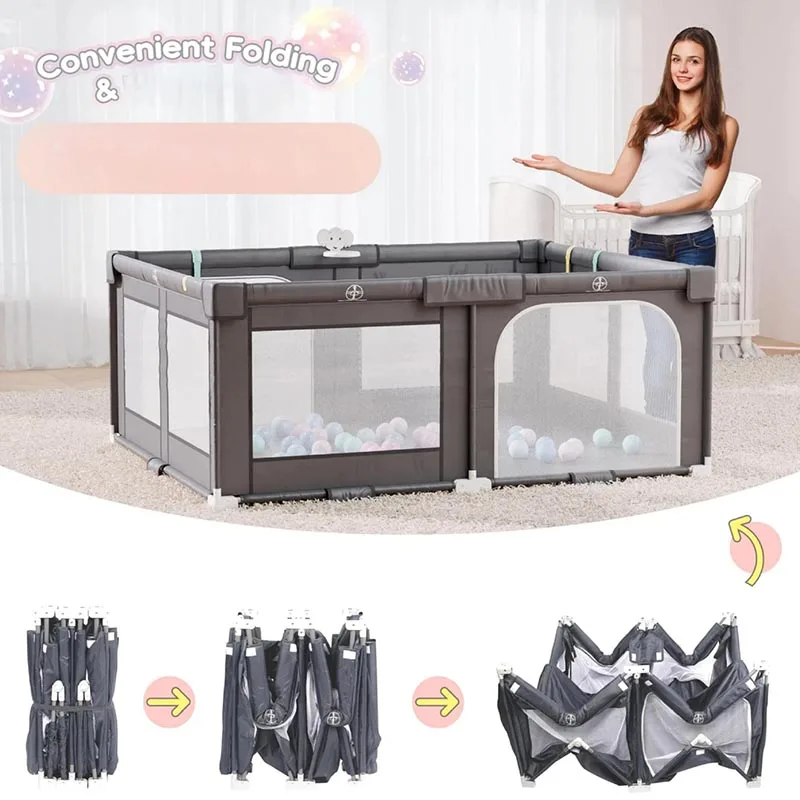 Baby Guardrail Baby Integrated Crawling Walking Fence Children's Play Fence Foldable Intelligence Baby Safety Gate