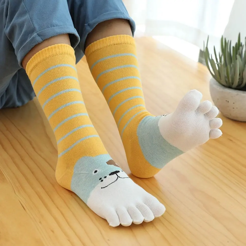 

Breathable Children's Long Tube Socks Healthy Sweat-absorbing Five-finger Socks Toe Socks