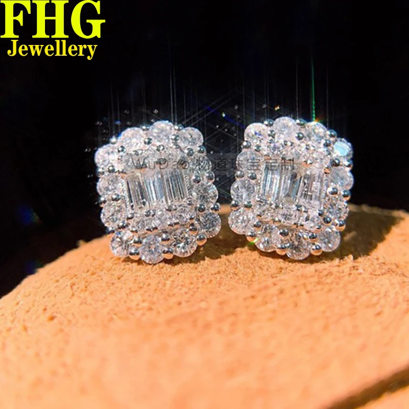 

0.7Carat 18K Au750 White Gold Natural diamond Earring Full diamond Rock candy Earrings Wedding Party Engagement Anniversary