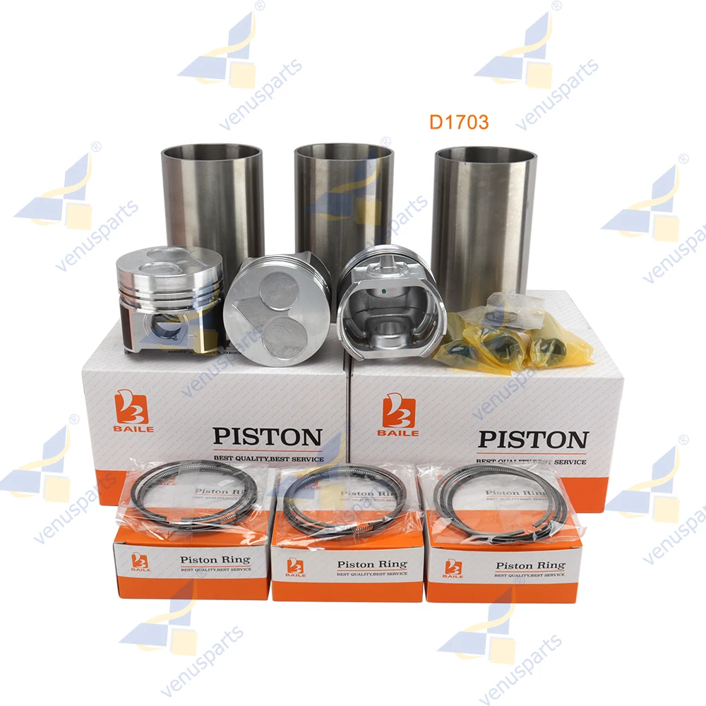 For Kubota D1703 Overhaul Rebuild Kit Piston Rings Cylinder Liner Set Engine Parts 1A091-21114 87*2HK+2+5mm