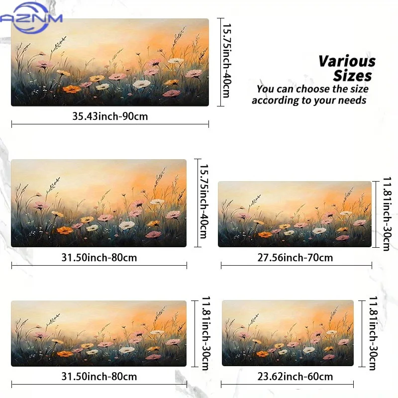 Wildflower Field Rubber Mouse Pad, Multiple Specifications Available, Tranquil Dreamy Design, Ideal for Programmers/Gamers, Perf