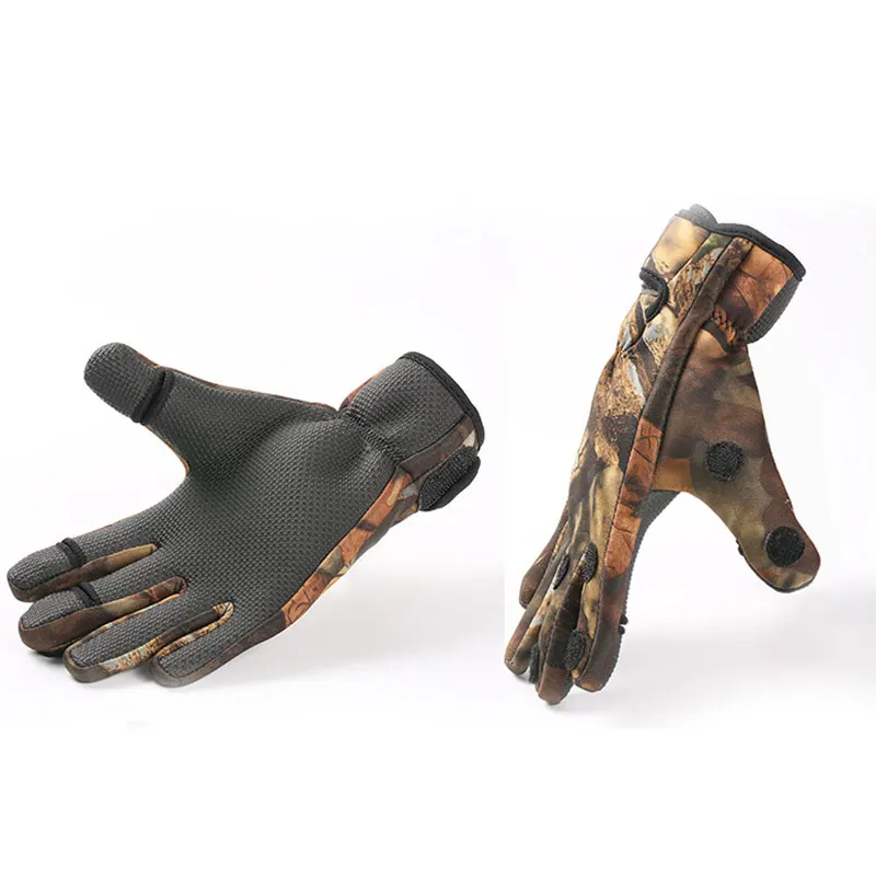 New 3 Shorter Finger Waterproof Fishing Gloves Hunting Anti-Slip Mitts Shooting Camo Without Adhesive