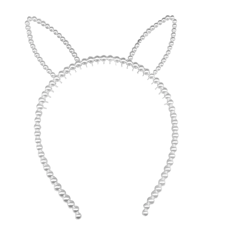 Cute Pearl Plastic Cat Ears Cartoon Headband Fashion Rabbit Ear Comb Hairbands Sweet girls\' Head Band Hair Accessories