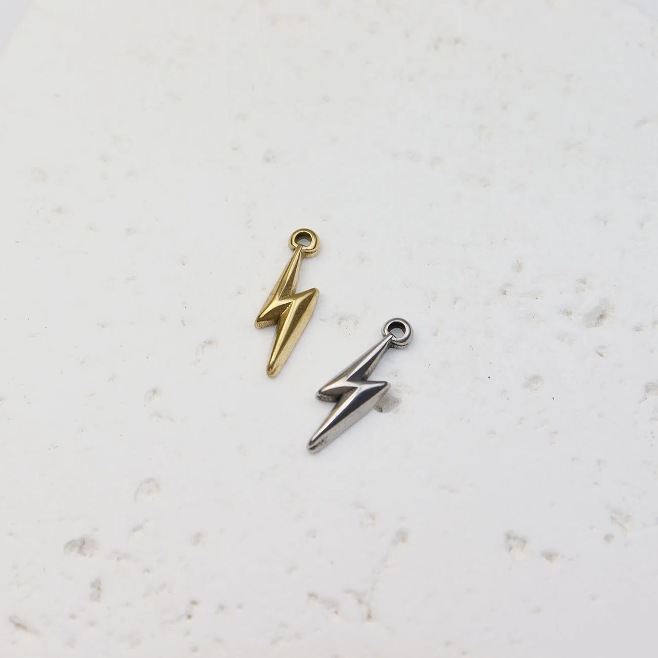 5pcs Stainless Steel Heart Jewelry Lightning Charms Pendant DIY Handcraft  Vacuum Plate Waterproof Antiallergic