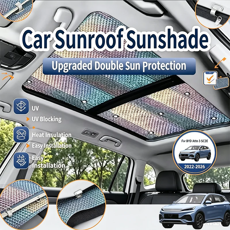 For BYD Yuan Plus Atto 3 SC2E 2022-2026 Car Sun Shades Cover Auto Sunroof Sunshade Protector Anti-UV Heat Isolate Accessories