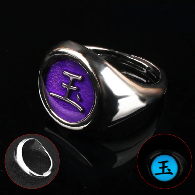 Japanese Anime Naruto Cosplay Luminous Ring Akatsuki Ring Men's Ring Accessories Props Finger Decoration Anillos Akatsuki Itachi