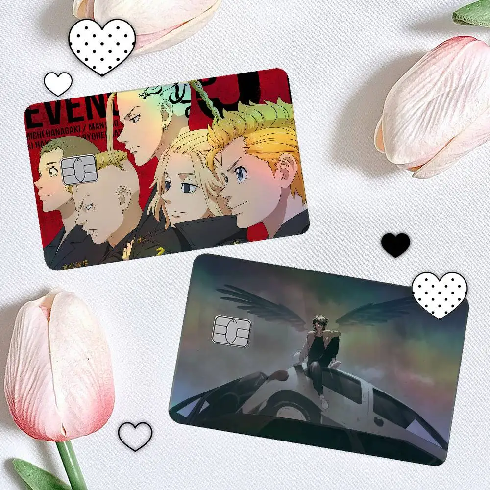 TOkyo Revenger 4Pcs/Set Holographic Laser Credit Card Stickers Iridescent Waterproo Fits All Standard Bank Cards