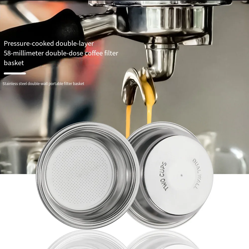 1PC Coffee Machine Accessory Bowl 58mm Double-layer Stainless Steel Coffee Machine Accessory Bowl Coffeeware Set Replacement