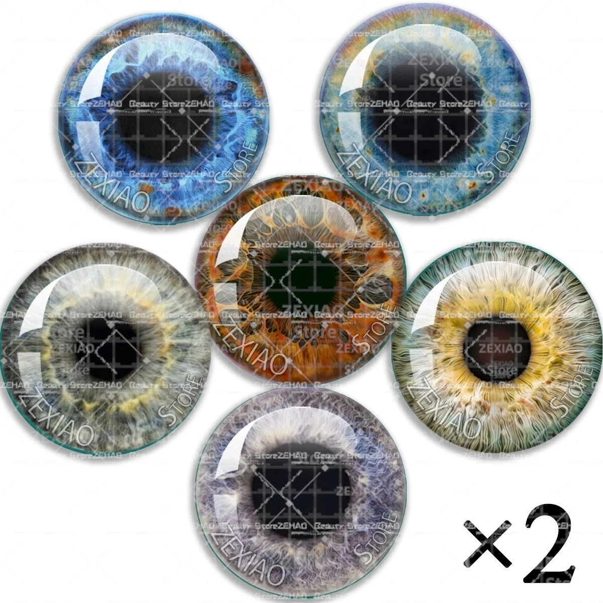12Pcs Blythe Doll Eye Chips Glass Cabochon Eye Chip Human Eye Dragon Cat Animal Eye Blythe BJD DIY Making Supplies 10‑40mm MS007
