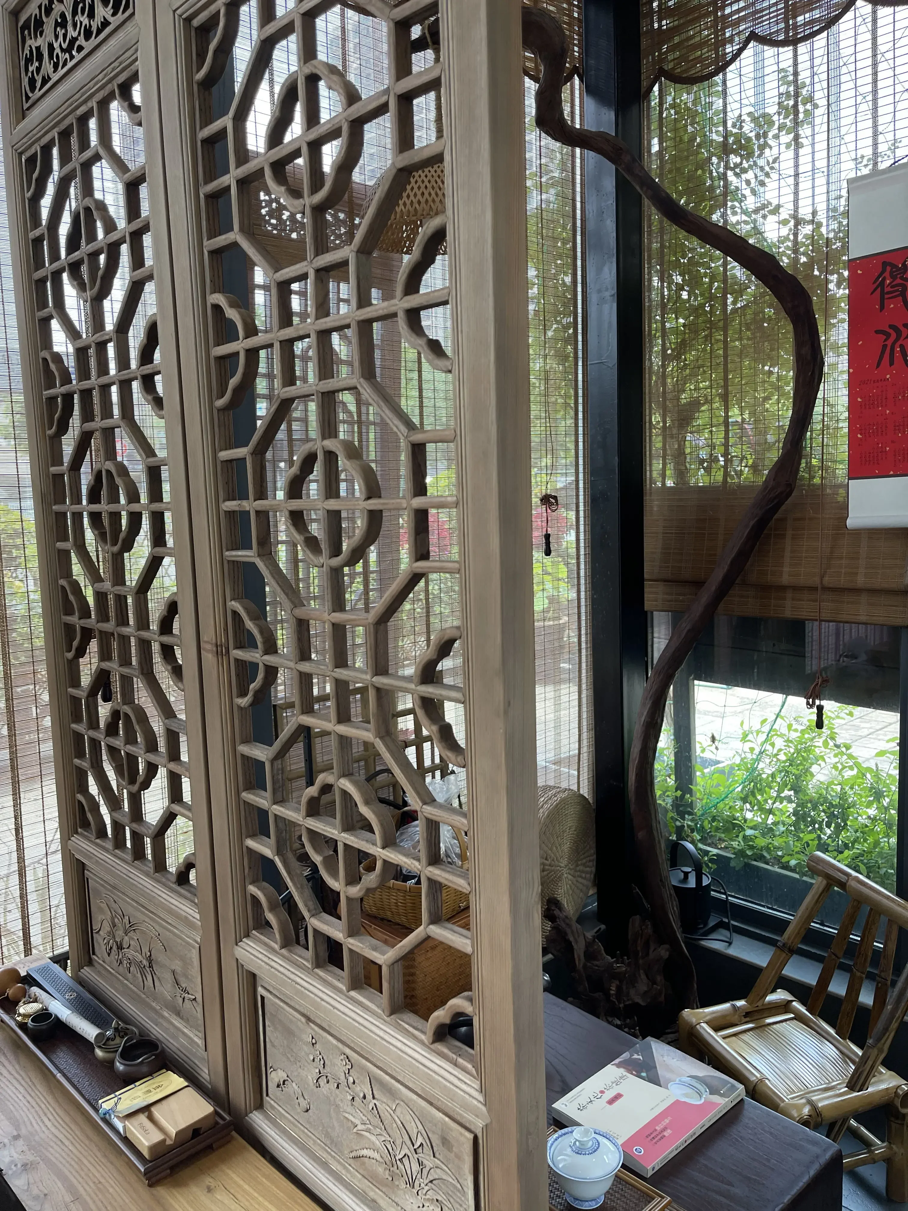 النمط الصيني شاشة قديمة غرفة المعيشة تقسيم الخشب الصلب الديكور طوي المحمول العتيقة شاشة شعرية مكتب شوان #3