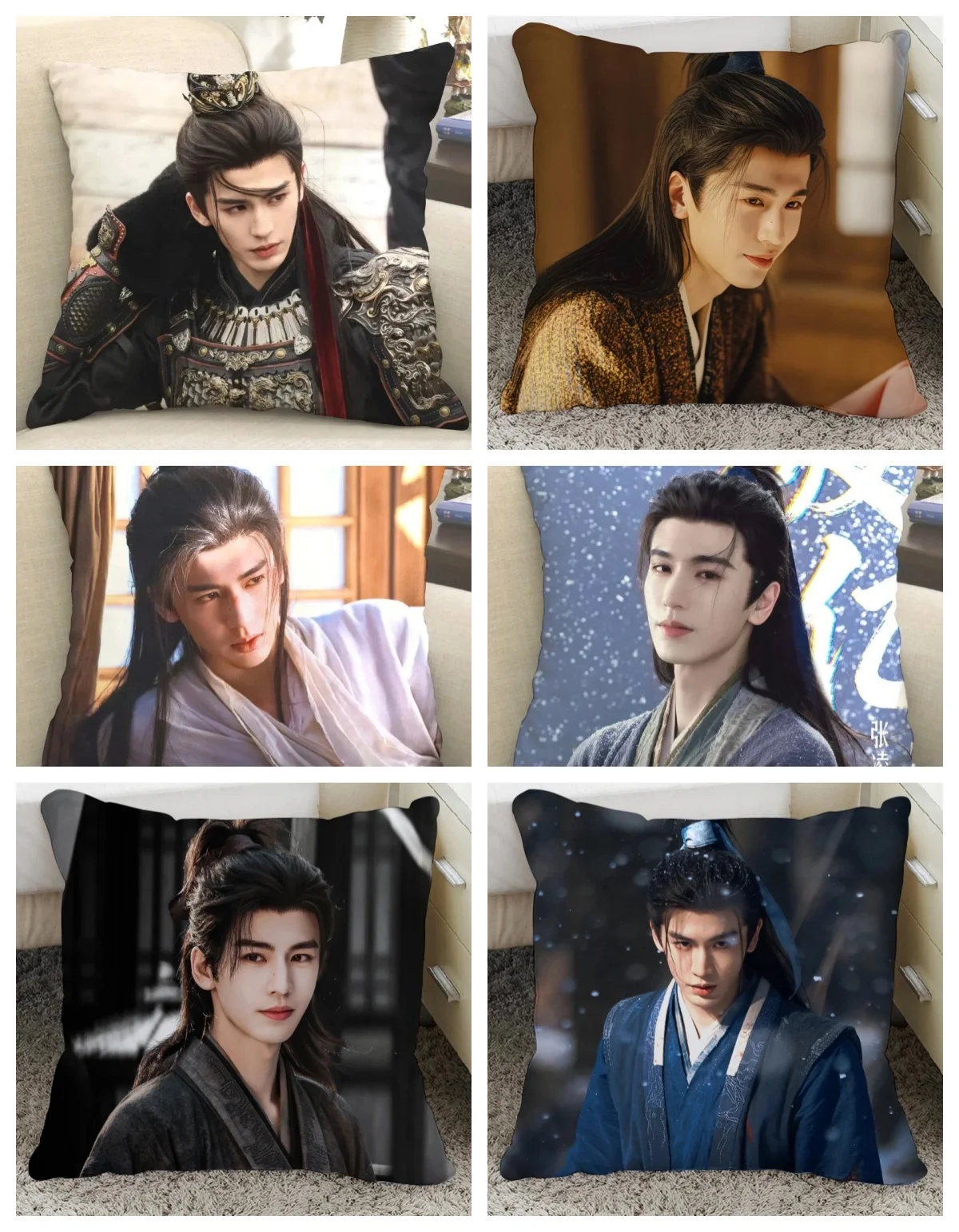 1pc Home Sofa Decor Pillow Cover, Polyester 2D Double-Sided Print, Chasing Jade Zhang Linghe Tian Xiwei Cushion, Drama Lover Gif