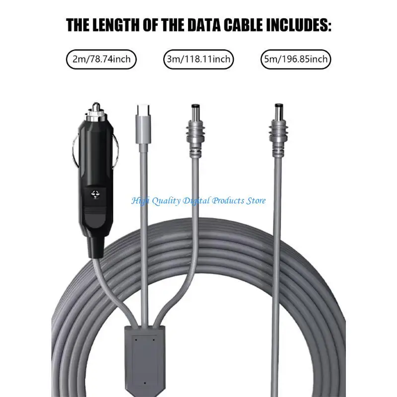 U2JE 3 in 1 Auto Ladegerät Stromkabel 100W für Mini -Satellitenschüssel -Ladeadapter mit Kfz -Zündung, USB C und DC12V 5A