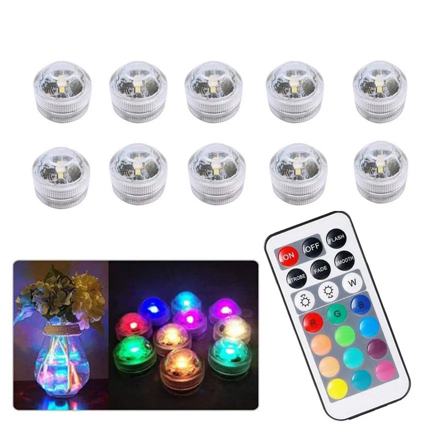 Batterijen Waterdicht Rgb Submersible Led Licht Onderwater Night Lamp Waxinelichtjes Voor Vaas Kommen aquarium En Party Bruiloft