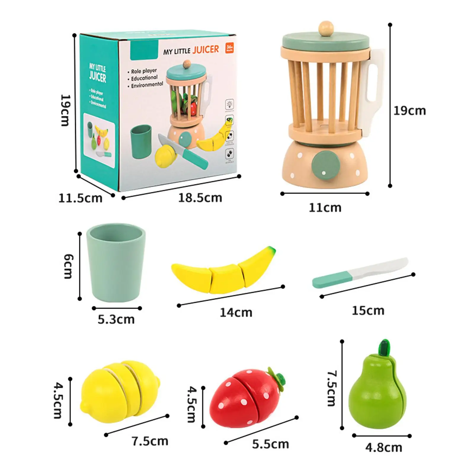 Gesimuleerde houten smoothieset Keukenspeelset Simulatie Educatief speelgoed