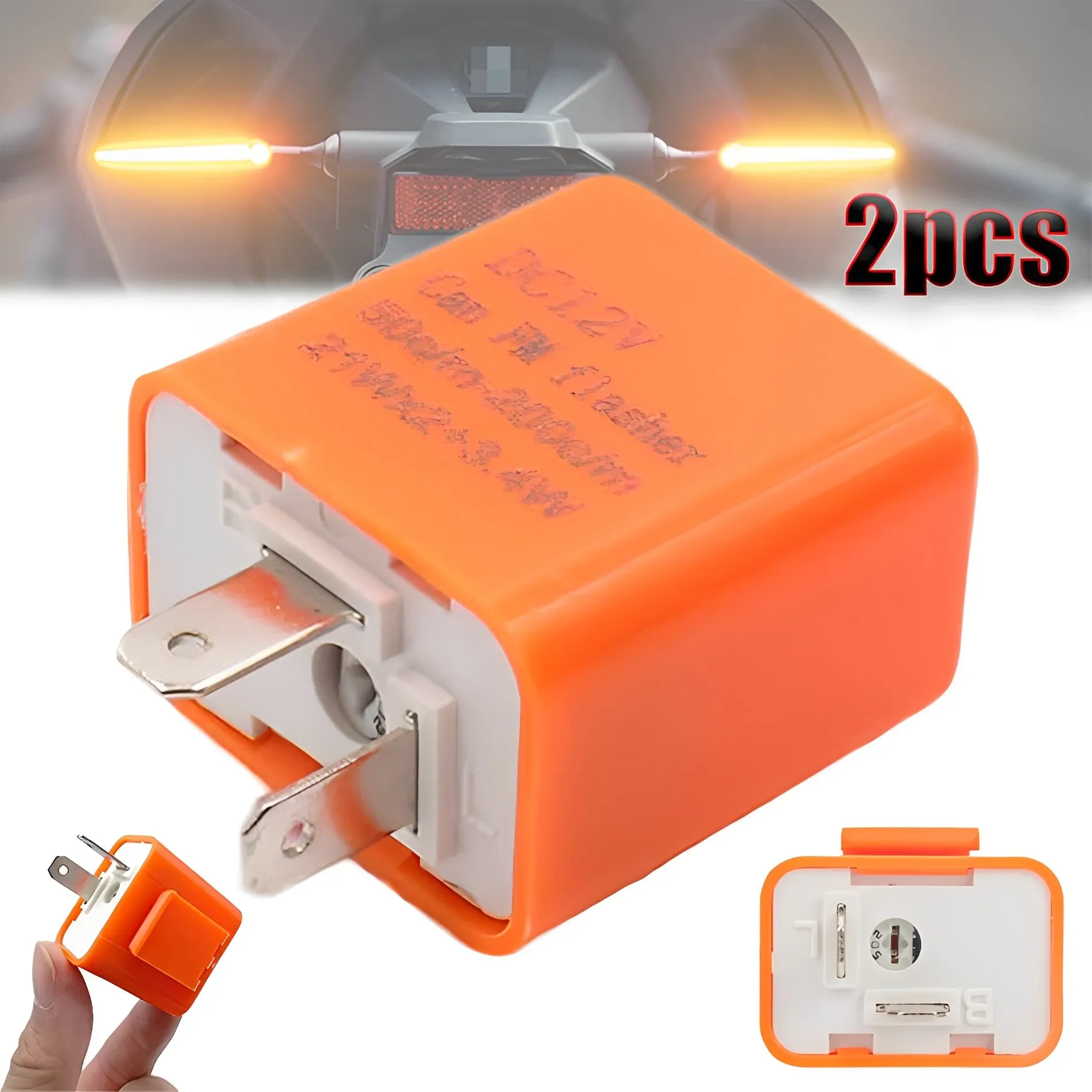 2Pins Motorcycle LED Flasher Relay DC12V Universal Electronic Adjustable Frequency LED Moto Blinker Turn Signal Flashing Light