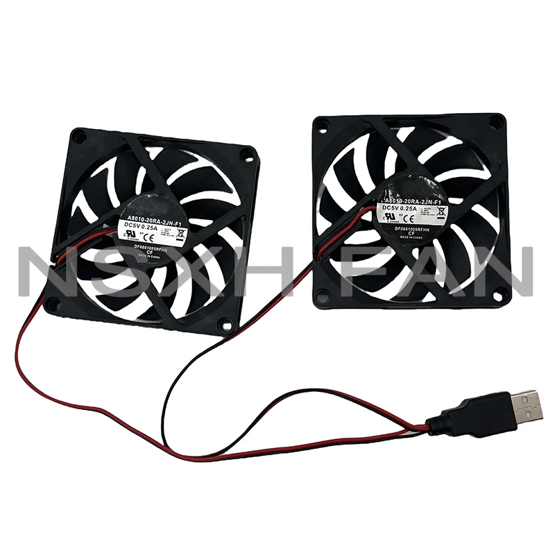 2pcs/Pair Slim USB Fan 80mm*10mm DC5V A8010-20RA-2JN-F1 5V 0.25A 8010 8CM Ultra-Thin Silence Cooling Fan