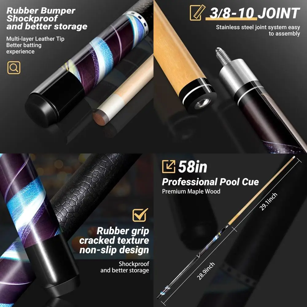 

Набор из 48 бильярдных киев из кленового дерева, наконечник 1 м, идеально подходит для домашнего бара или бильярда, варианты веса 18-21 унция