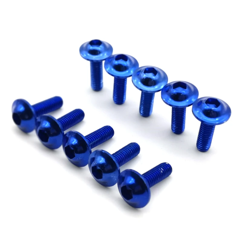 10pcs Motorcycle Bolts Screw M6 x 16mm Aluminum adornment Bolts Blue Anodised 20mm Bolts Red Screws M6 Cap Head