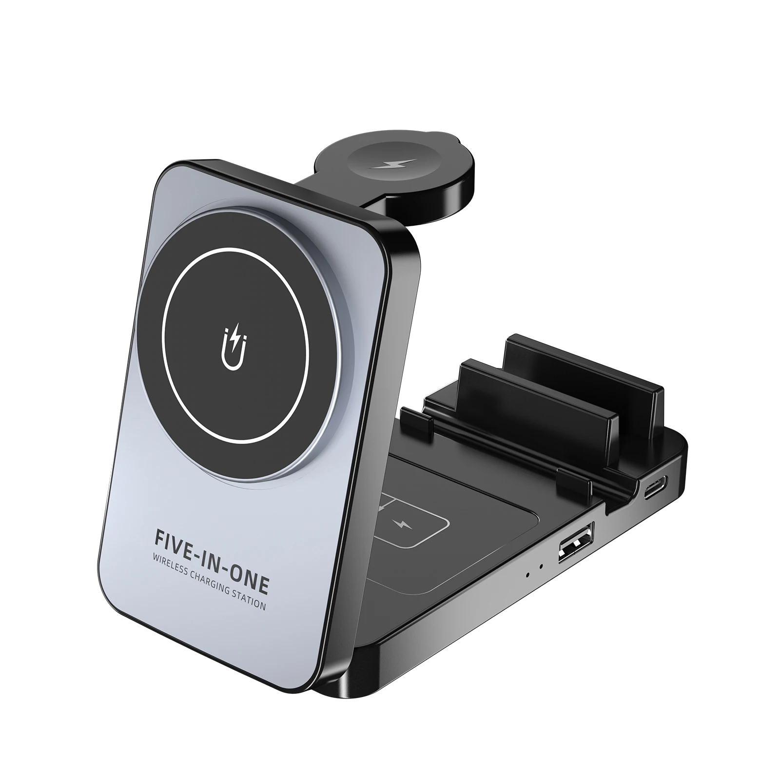Wireless Charger for iPhone 16 15 14 13 12 11 X 8, 5 in 1 Charging Station for Apple Watch 10/9/8/7/6/5/4/3/2/SE/Ultra/Ultra 2 &