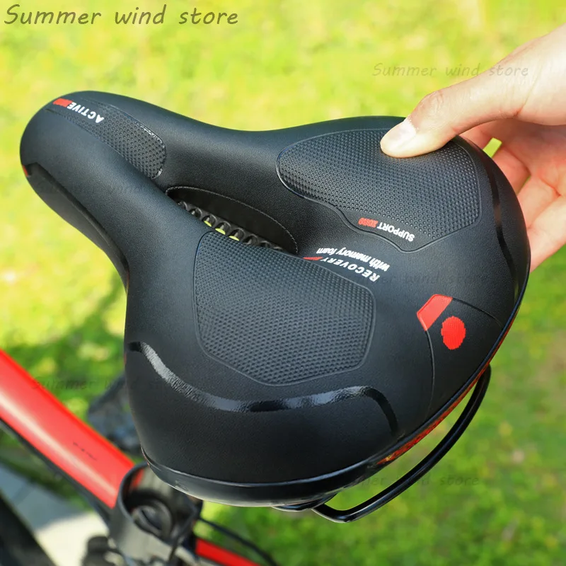 Selle de vélo creuse respirante pour hommes et femmes, selle de vélo de route et vtt, absorbe les chocs, confortable, siège de vélo à gros fesses, avertissement de sécurité