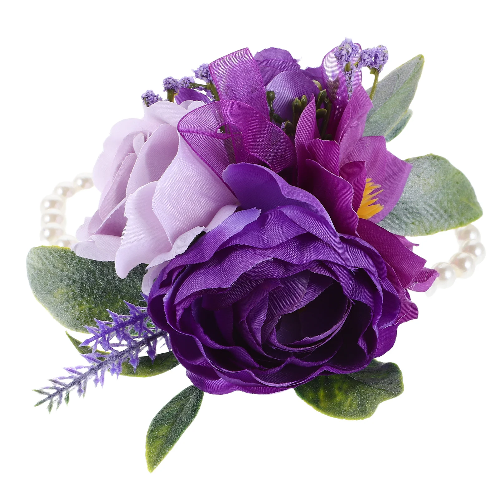 

Purple Rose Wrist Corsage Artificial Elegant Flower Bracelet for Wedding Bride Bridesmaid Party Photography Decoration