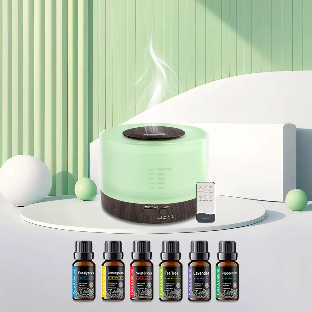 

Premium Essential Oil Diffuser Gift Set – 5-in-1 Ultrasonic Humidifier, 7 Color Lights, 6 Oils Included